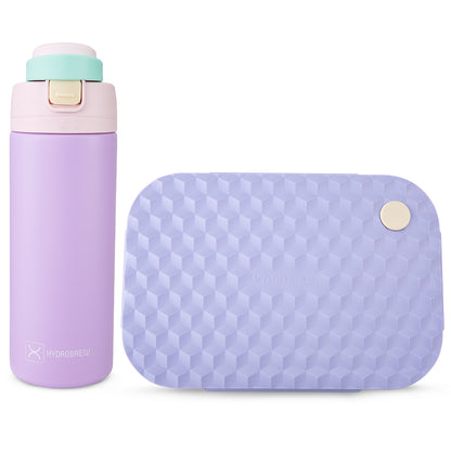 Hydrobrew Smart Serve Bento Lunch Box 980ml & SipSwitch™ Insulated Water Bottle 720ml – Purple