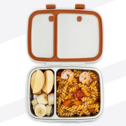 Hydrobrew Steel Core Bento Lunch Box 839ml w/ Lunch Bag | Stainless Steel 2 Compartment Meal Box ‚Äì Ivory Terracotta