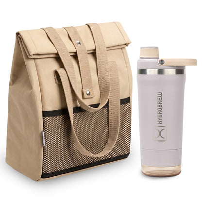 Hydrobrew Sip Core 720ml Stainless Steel Bottle w/ Lunch Bag | Insulated Bottle w/ Storage Container – Olive Sage