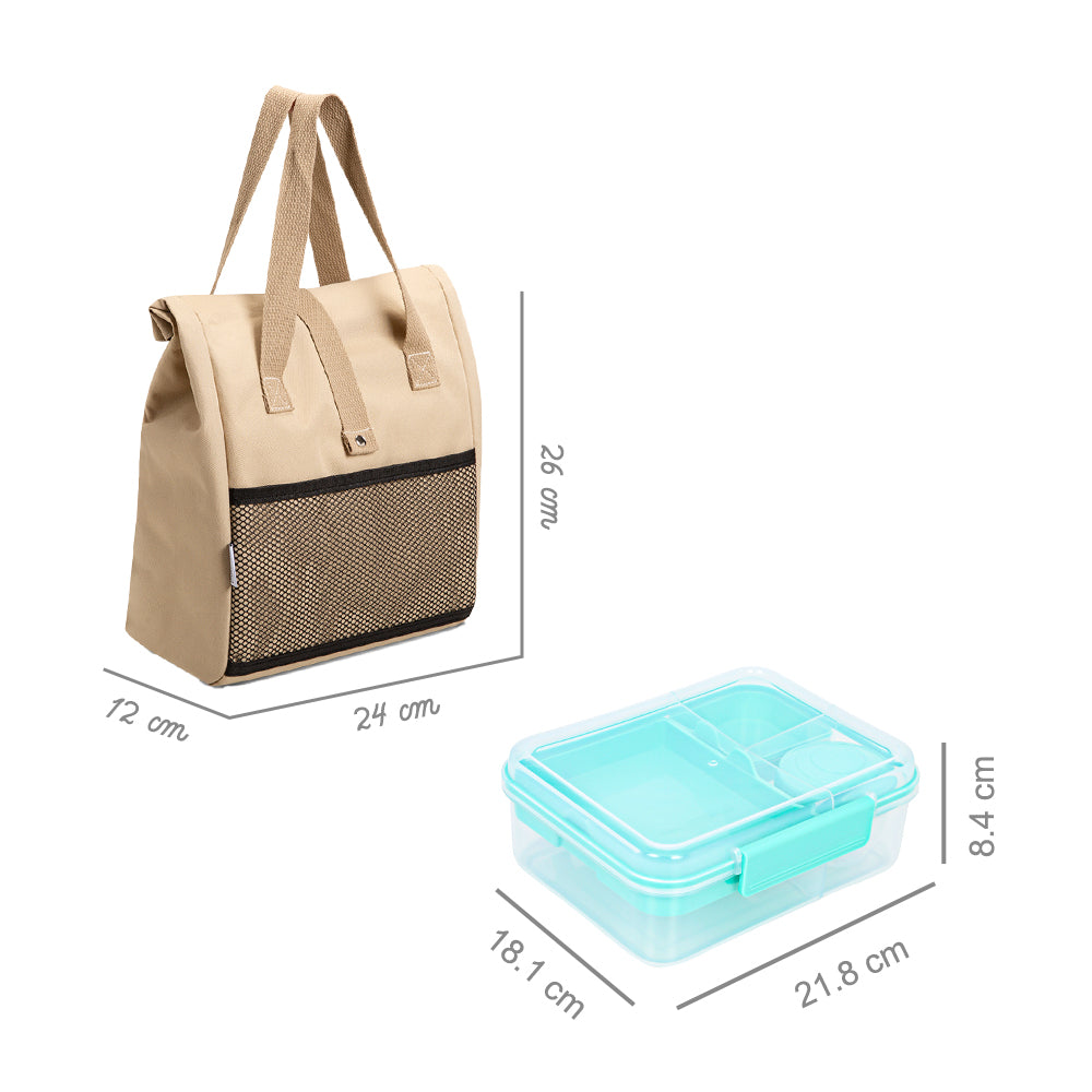 HYDROBREW 3/4/5 Convertible 1650ml Bento Lunch Box w/ Lunch Bag - Green