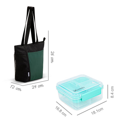 HYDROBREW 3/4/5 Convertible 1250ml Bento Lunch Box w/ Lunch Bag - Green