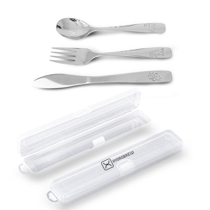 Hydrobrew Steel Core 3 Compartment Lunch Box w/ Stainless Steel Cutlery Set – Olive Roar