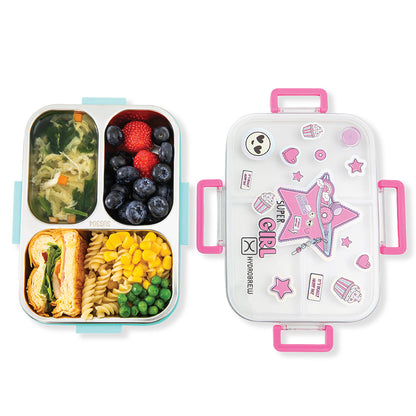 Hydrobrew Steel Core Bento Lunch Box 750ml w/ Sip Switch Tritan Water Bottle 1000ml | Leakproof 3 Compartment Meal Box –  Teal Spark