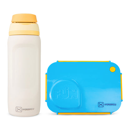 Hydrobrew Steel Core Lunch Box 750ml w/ Food Jar & Sip Switch Water Bottle 1000ml | Stainless Steel Leakproof Meal Box – Ocean Navy