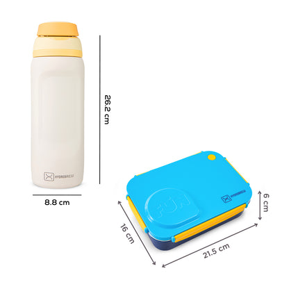 Hydrobrew Steel Core Lunch Box 750ml w/ Food Jar & Sip Switch Water Bottle 1000ml | Stainless Steel Leakproof Meal Box – Ocean Navy