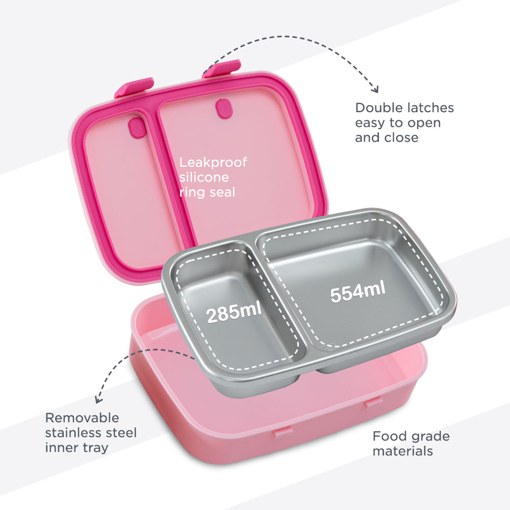 Hydrobrew Steel Core Bento Lunch Box 839ml w/ SipSwitch Insulated Water Bottle 720ml | Stainless Steel Leakproof Meal Box ‚Äì Rose Silk