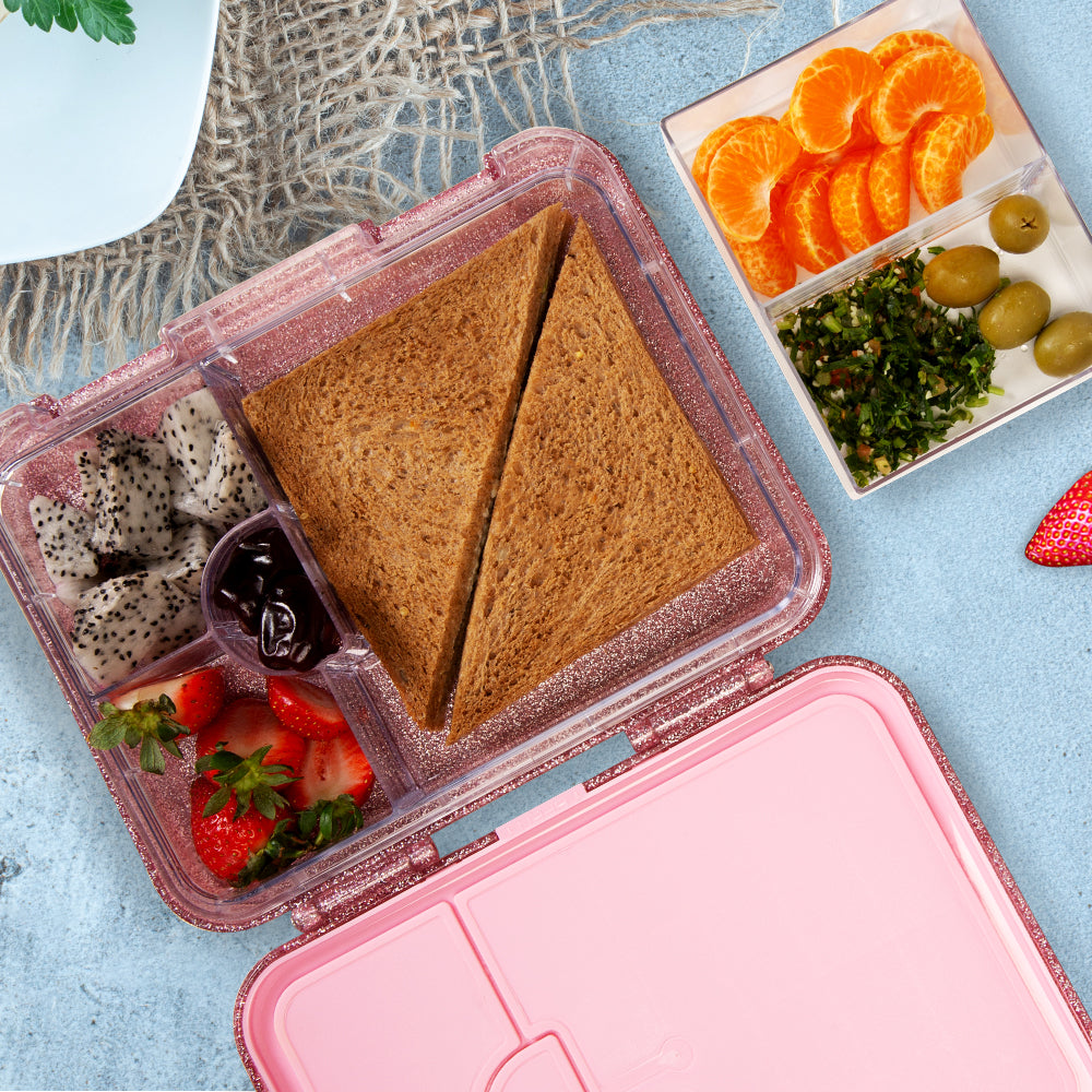 Hydrobrew Sparkle Bento Lunch Box w/ SipSwitch Insulated Water Bottle 720ml | Tritan Leakproof Meal Box – Blush