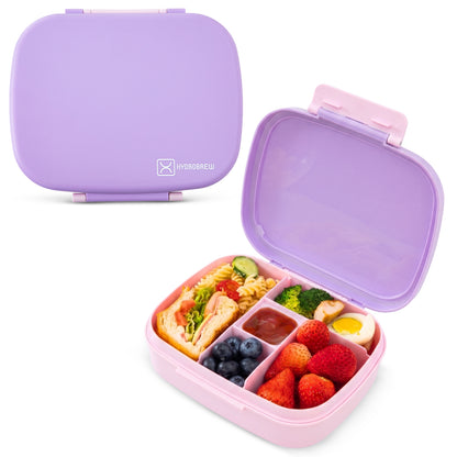 Hydrobrew Smart Serve Bento Lunch Box 1100ml w/ Sip Switch Tritan Water Bottle 1000ml | 5 Compartment Meal Box – Lilac Blush