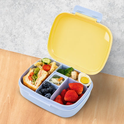 Hydrobrew Smart Serve Bento Lunch Box 1100ml w/ Sip Switch Tritan Water Bottle 1000ml | 5 Compartment Meal Box – Sunny Sky