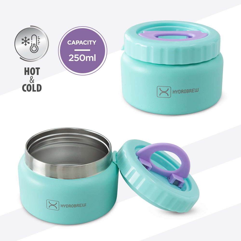 Hydrobrew Mega Flex Bento Lunch Box 1864ml w/ Sip Switch Water Bottle 1000ml | Leakproof Meal Box w/ Steel Jar ‚Äì Orchid Mist