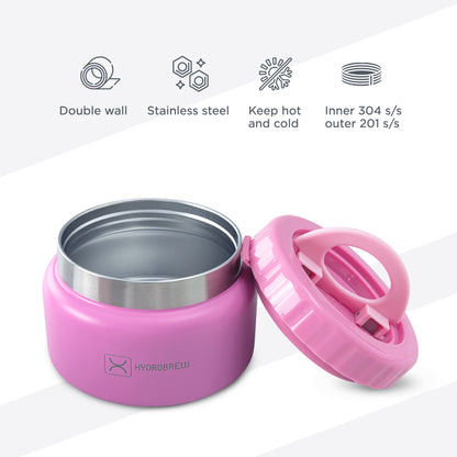 Hydrobrew Mega Flex Bento Lunch Box 1864ml w/ SipSwitch Insulated Water Bottle 720ml | Leakproof Meal Box w/ Steel Jar ‚Äì Rose Silk