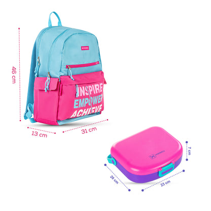 HYDROBREW 18inch Backpack w/ Bento Lunch Box - Pink