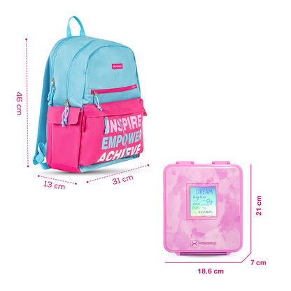 HYDROBREW 18" Backpack w/ Bento Lunch Box - Pink