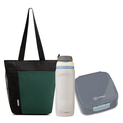 Hydrobrew Mega Flex Bento Lunch Box 1864ml w/ Lunch Bag & Bottle – Leakproof Set Graphite
