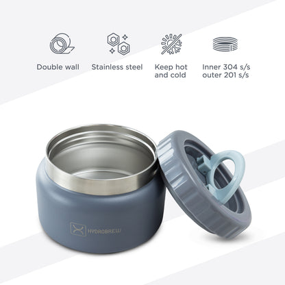Hydrobrew Mega Flex Bento Lunch Box 1864ml w/ Lunch Bag & Bottle ‚Äì Leakproof Set Graphite