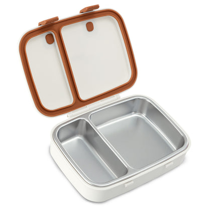 Hydrobrew Steel Core Bento Lunch Box 839ml w/ Lunch Bag & Bottle ‚Äì Leakproof Set Ivory Terracotta