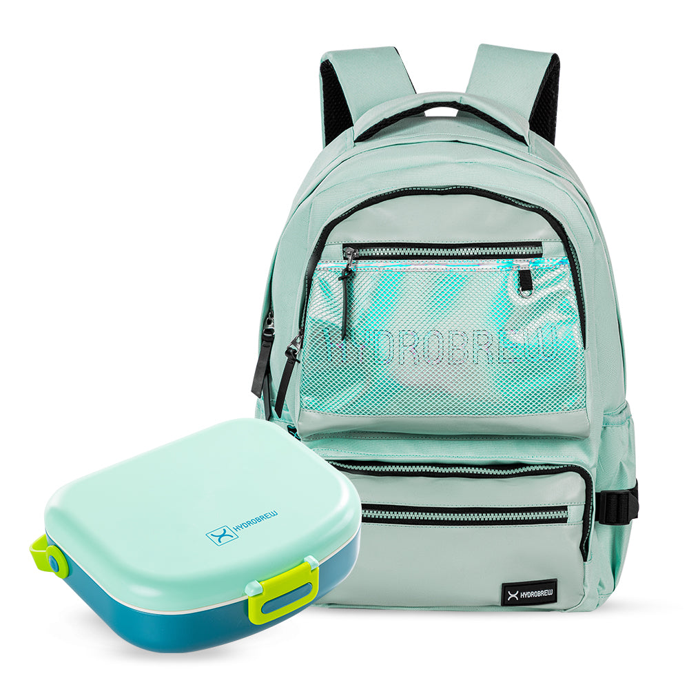 HYDROBREW 18 inch Backpack w/ Bento Lunch Box - Green