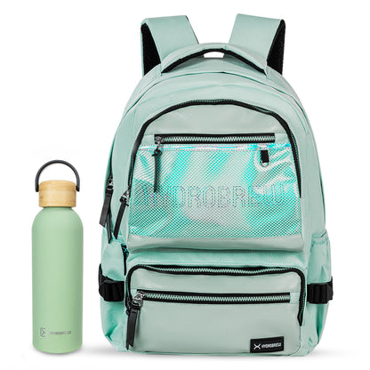 Hydrobrew 18inch Backpack & Double Wall Stainless Steel Water Bottle 500ml – Olive Green