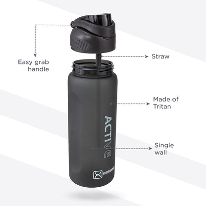Hydrobrew 17" Backpack w/ Sip Switch Tritan Water Bottle 1000ml | Laptop Backpack w/ Bottle – Black