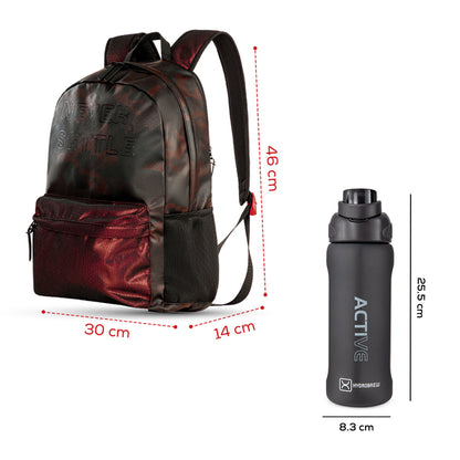 Hydrobrew 18" Backpack w/ Sip Switch Tritan Water Bottle 1000ml | Laptop Backpack w/ Bottle – Brown