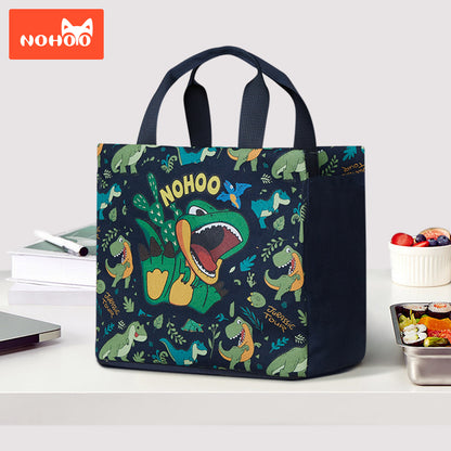 NOHOO Kids 16 Inch School Bag with Handbag Combo Dino - Green