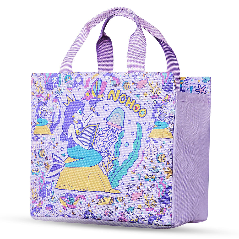 NOHOO Kids 16 Inch School Bag with Handbag Combo Mermaid - Purple