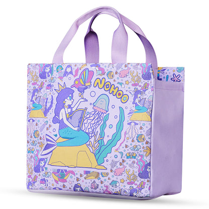 NOHOO Kids 16 Inch School Bag with Handbag Combo Mermaid - Purple