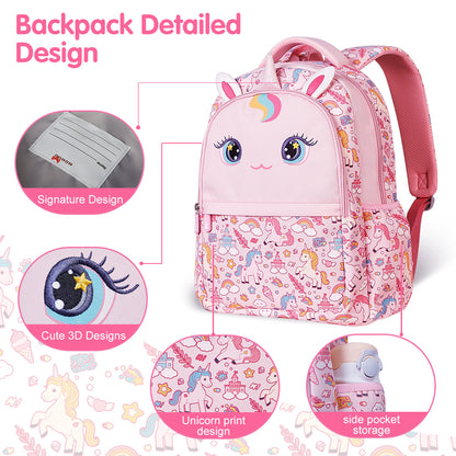 NOHOO Kids 16 Inch School Bag with Handbag Combo Unicorn - Pink