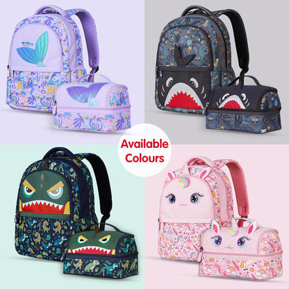 NOHOO Kids 16 Inch School Bag with Lunch Bag Combo Mermaid - Purple