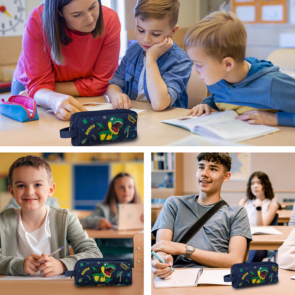 NOHOO Kids 16 Inch School Bag with Pencil Case Combo Dino - Green