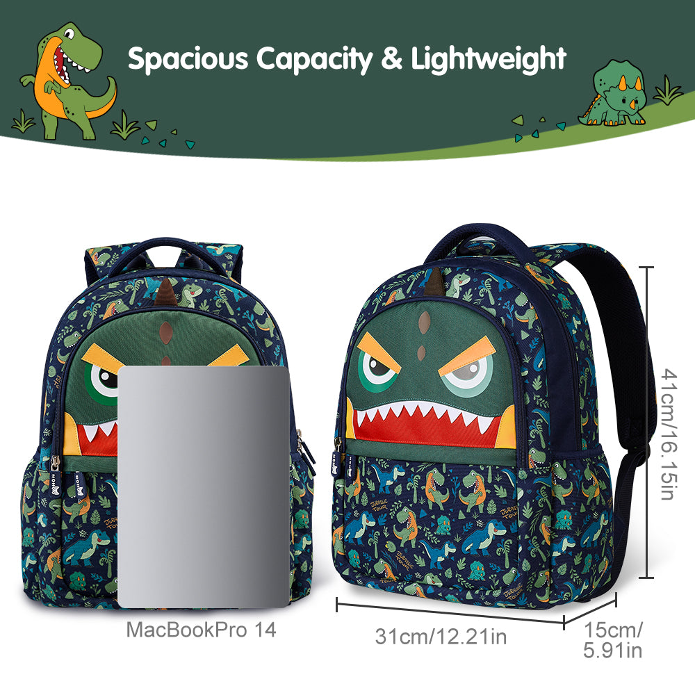 NOHOO Kids 16 Inch School Bag with Pencil Case Combo Dino - Green