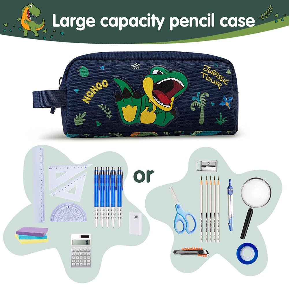 NOHOO Kids 16 Inch School Bag with Pencil Case Combo Dino - Green