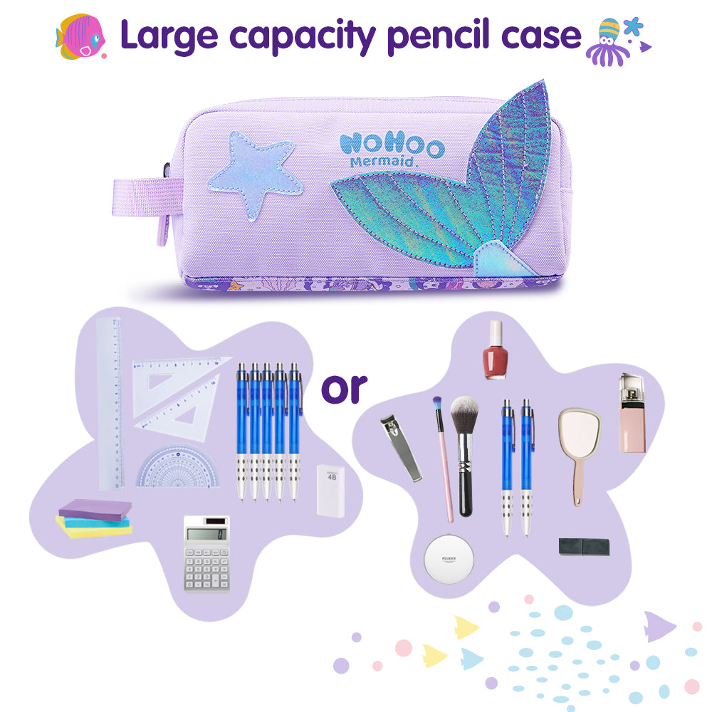 NOHOO Kids 16 Inch School Bag with Pencil Case Combo Mermaid - Purple