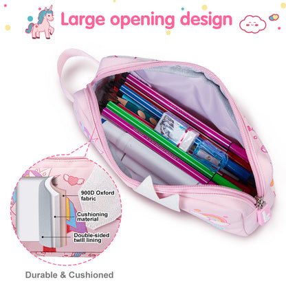 NOHOO Kids 16 Inch School Bag with Pencil Case Combo Unicorn - Pink