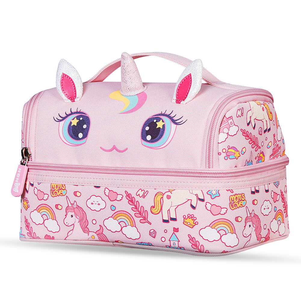 NOHOO Kids 16 Inch School Bag with Lunch Bag and Pencil Case (Set of 3) Unicorn - Pink
