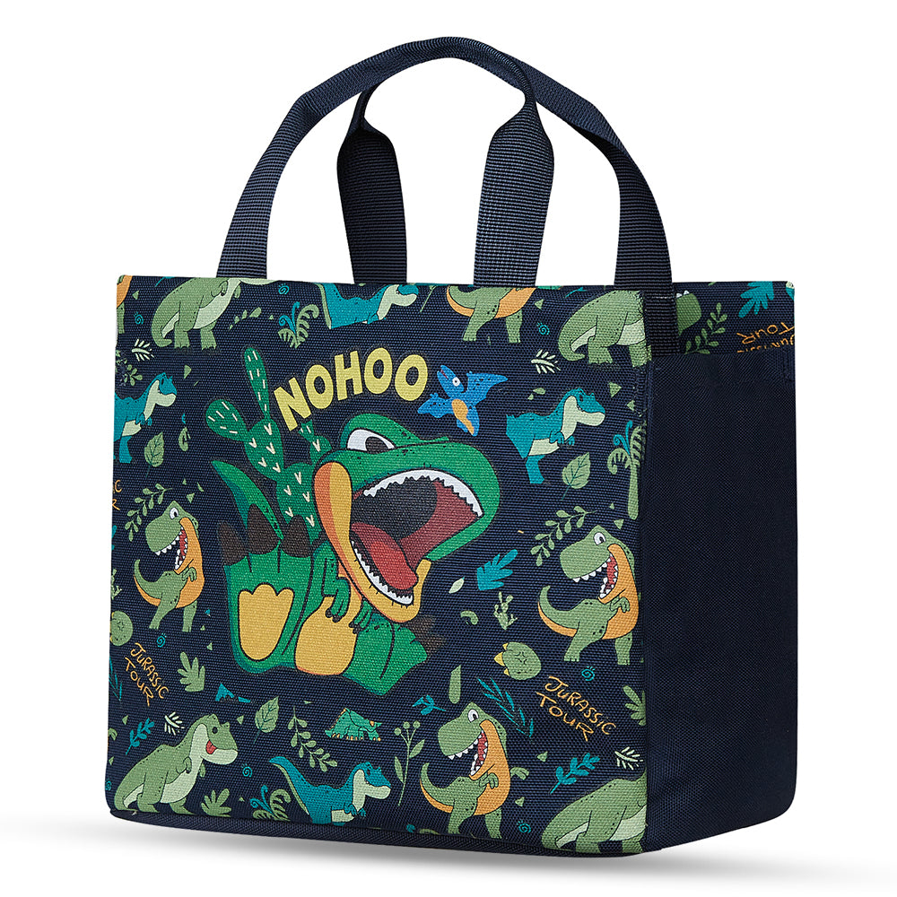 NOHOO Kids 16 Inch School Bag with Lunch Bag, Handbag and Pencil Case (Set of 4) Dino - Green
