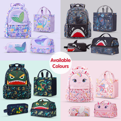 NOHOO Kids 16 Inch School Bag with Lunch Bag, Handbag and Pencil Case (Set of 4) Unicorn - Pink