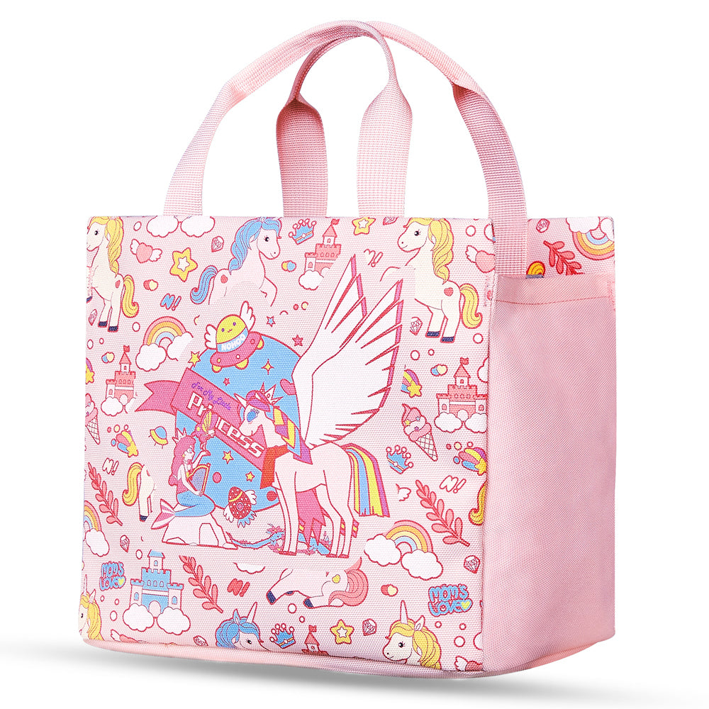 NOHOO Kids 16 Inch School Bag with Lunch Bag, Handbag and Pencil Case (Set of 4) Unicorn - Pink