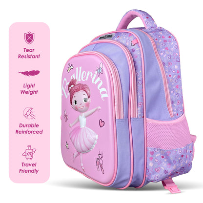 NOVA KIDS 3D School Bag w/Trolley - Ballerina Pink, 16.5 inch