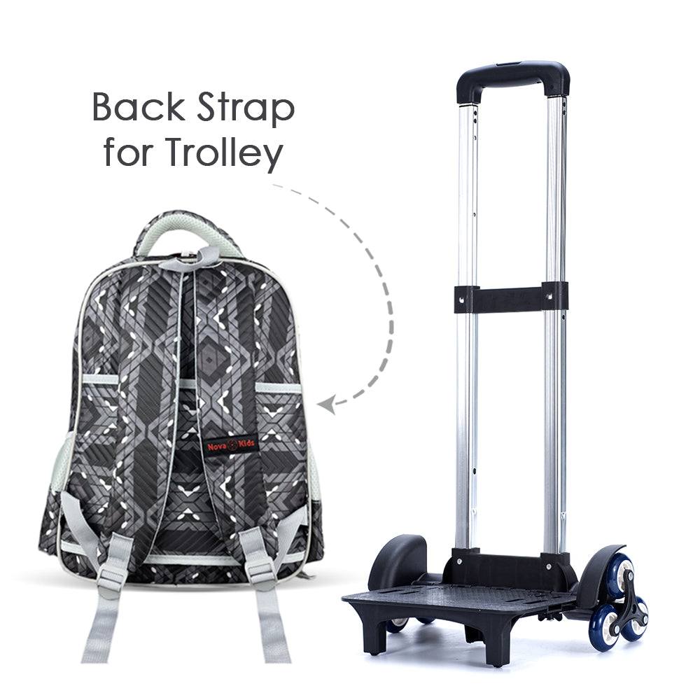 NOVA KIDS 3D School Bag w/Trolley - Soccer Grey