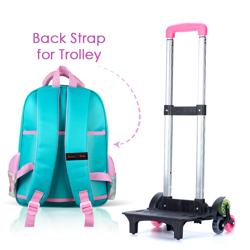 NOVA KIDS 3D School Bag w/Trolley - Daisy Green, 16.5 inch