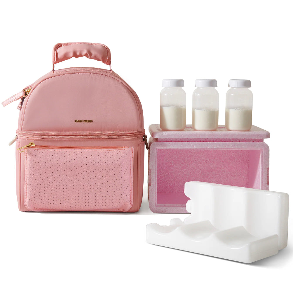 SUNVENO Breastmilk Cooler Bag with Detachable Insulation Box Set - Pink