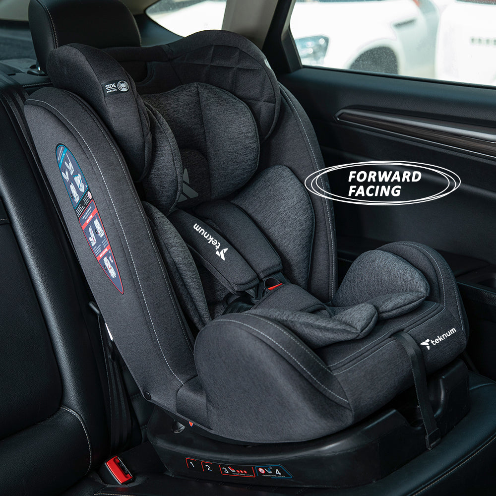 TEKNUM Evolve 2 Car Seat 0-12yrs with Grey Dad's Diaper Hand Bag - Dark Grey