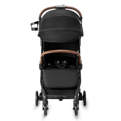 TEKNUM Travel EXPLORER 2 Auto Fold Stroller with Grey Dad's Diaper Hand Bag - Black