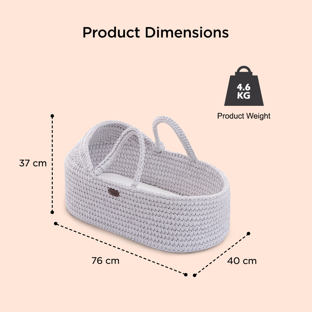 TEKNUM Moses Rope Basket with Stand - Grey