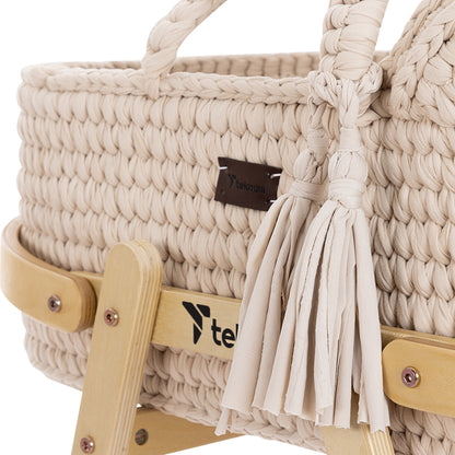 TEKNUM Moses Rope Basket with Stand - Natural Wood