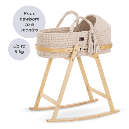TEKNUM Moses Rope Basket with Stand - Natural Wood