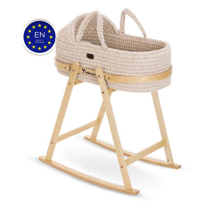 TEKNUM Moses Rope Basket with Stand - Natural Wood