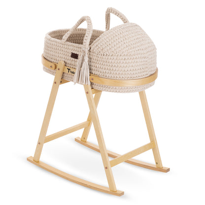 TEKNUM Moses Rope Basket with Stand - Natural Wood