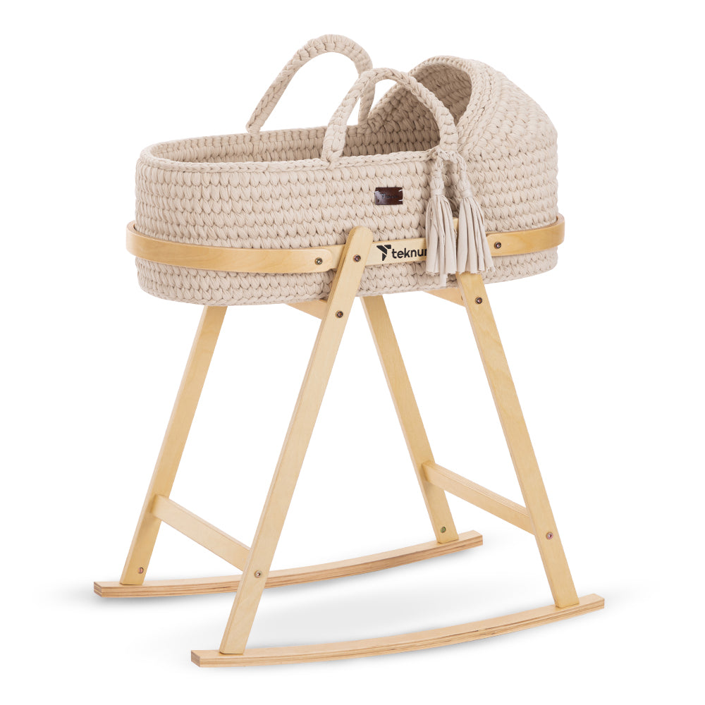 TEKNUM Moses Rope Basket with Stand - Natural Wood